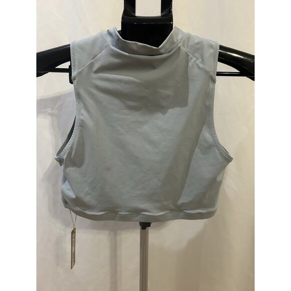 NWT SKIMS Women's Gray Sporty Zipper Swim Mock Neck Top Size L - Picture 2 of 6